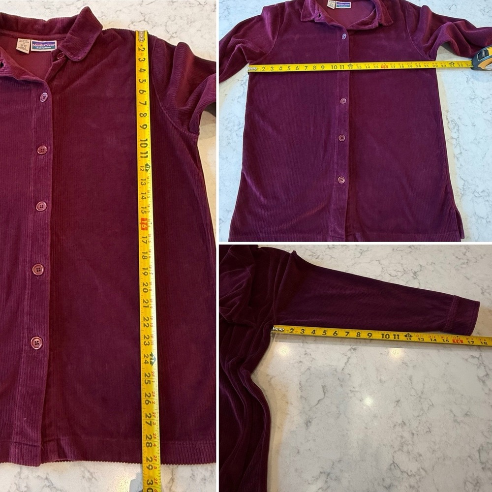 NorthCrest Burgundy Corduroy Button Down Tunic Shirt S (6-8) - Picture 4 of 4